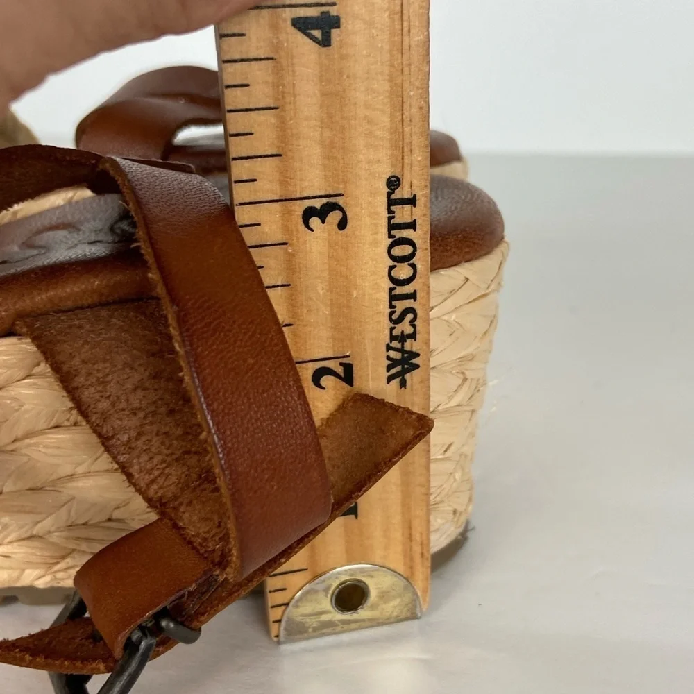 Musse and Cloud Tino Sandals Size 5.5 Espadrille‎ Ankle Strap Cognac & Beige